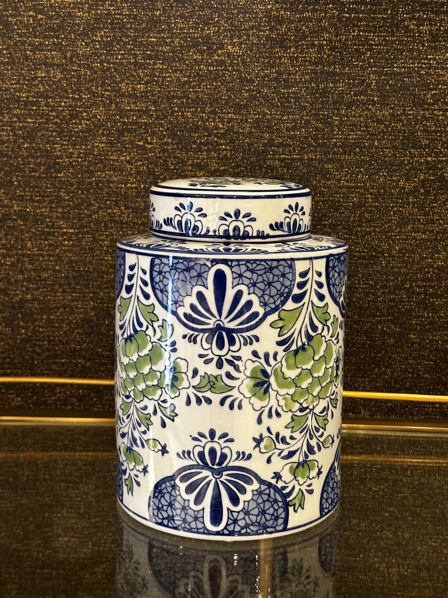 Mavi Beyaz Yeşil Seramik Küp 19x27,5 cm | Dekoratif Küp