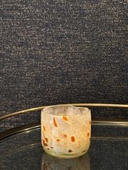 Krem Kahve Desenli Cam Tealight 8x9 cm | Tealight - Saksı