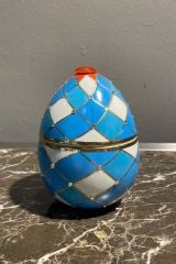 Villa Hermonos Mum Mavi Beyaz Kırmızı  8x13 cm | Mum