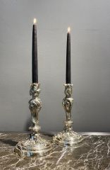 Candle holder messardiere nickel 14x25 cm | Nikel Şamdan