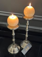 Candle holder gallions vintage nickel finish set of 2 ø11xh.30 cm | ø11x h.26 cm | 2'li Set Pirinç Şamdan