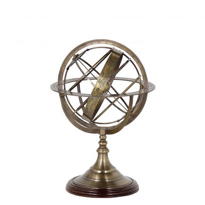 Globe brass S 16x29 cm | Dekoratif Pirinç Dünya Obje