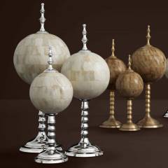 Object leonardo set of 3 nickel 17x50 - 14x42 - 11x34 cm | 3'lü Set Nikel Kemik Küre Obje