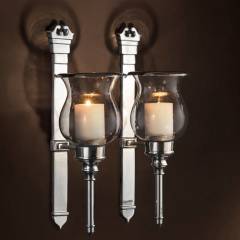 Wall lantern nickel datcha set of 2 21x68 cm | 2'li Set Cam Nikel Duvar Mumluğu