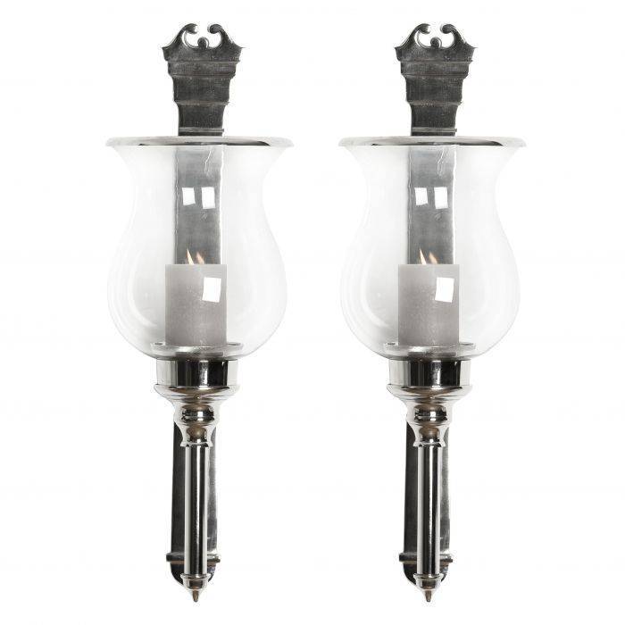 Wall lantern nickel datcha set of 2 21x68 cm | 2'li Set Cam Nikel Duvar Mumluğu