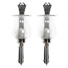 Wall lantern nickel datcha set of 2 21x68 cm | 2'li Set Cam Nikel Duvar Mumluğu
