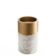 Candle Holder Sierra white marble set of 3 12x25 - 12x20 - 12x16 cm | 3'lü Set Beyaz Mermer Mat Gold Mumluk - Şamdan