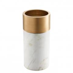 Candle Holder Sierra white marble set of 3 12x25 - 12x20 - 12x16 cm | 3'lü Set Beyaz Mermer Mat Gold Mumluk - Şamdan