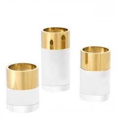 Candle Holder Sierra gold crystal set of 3 12x25 - 12x20 - 12x16 cm | 3'lü Set Kristal Gold Mumluk - Şamdan