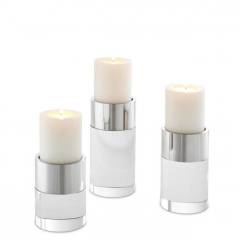 Candle Holder Sierra nickel crystal set of 3 12x25 - 12x20 - 12x16 cm | 3'lü Set Kristal Nikel Mumluk - Şamdan
