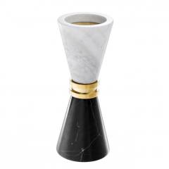Candle holder diabolo 11x28 cm | Mermer Siyah Beyaz Gold Konik Şamdan - Mumluk