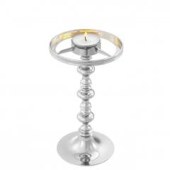 Tealight holder with shade evreux nickel 16x39 cm | Nikel Hazeran Şapkalı Şamdan - Mumluk