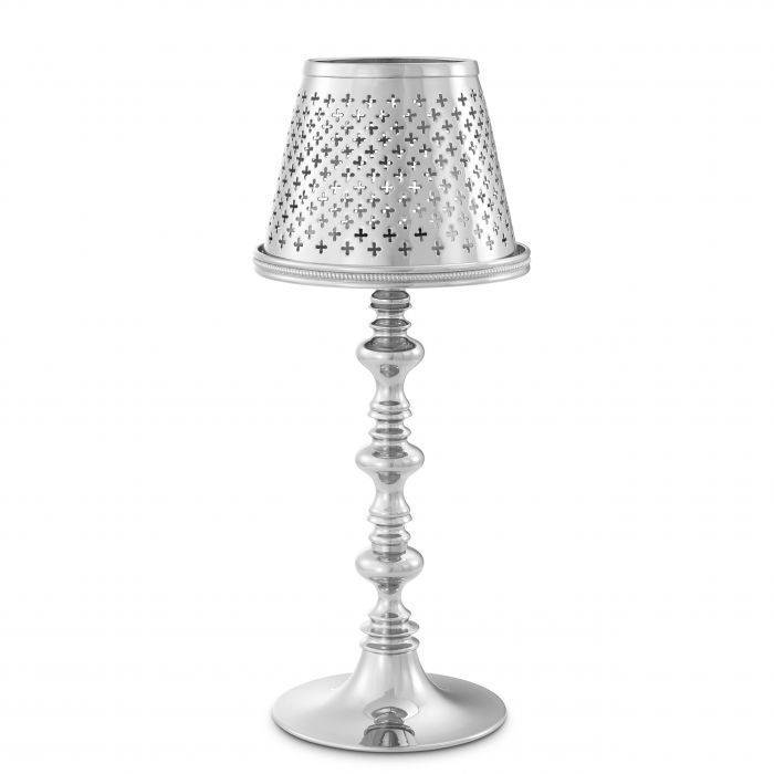 Tealight holder with shade evreux nickel 16x39 cm | Nikel Hazeran Şapkalı Şamdan - Mumluk