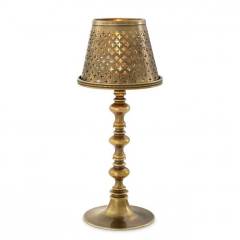 Tealight holder with shade evreux brass 16x39 cm | Mat Gold Hazeran Şapkalı Şamdan - Mumluk