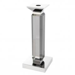 Candle holder livia smoke crystal glass | nickel finish set of 3 12x12x h: 57 cm - 43 cm - 30 cm | 3!lü Set Kristal Füme Şamdan