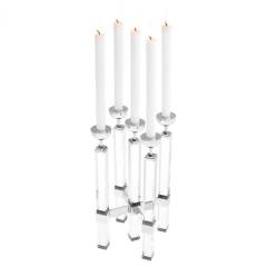 Candle holder naturale 18.5x18.5x42 cm | Kristal - Nikel 5 Kollu Şamdan