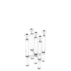 Candle holder naturale 18.5x18.5x42 cm | Kristal - Nikel 5 Kollu Şamdan