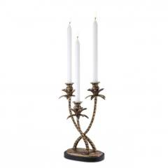 Candle holder villa d'este 25.5x19x34 cm | 3 Kollu Pirinç Palmiye Şamdan