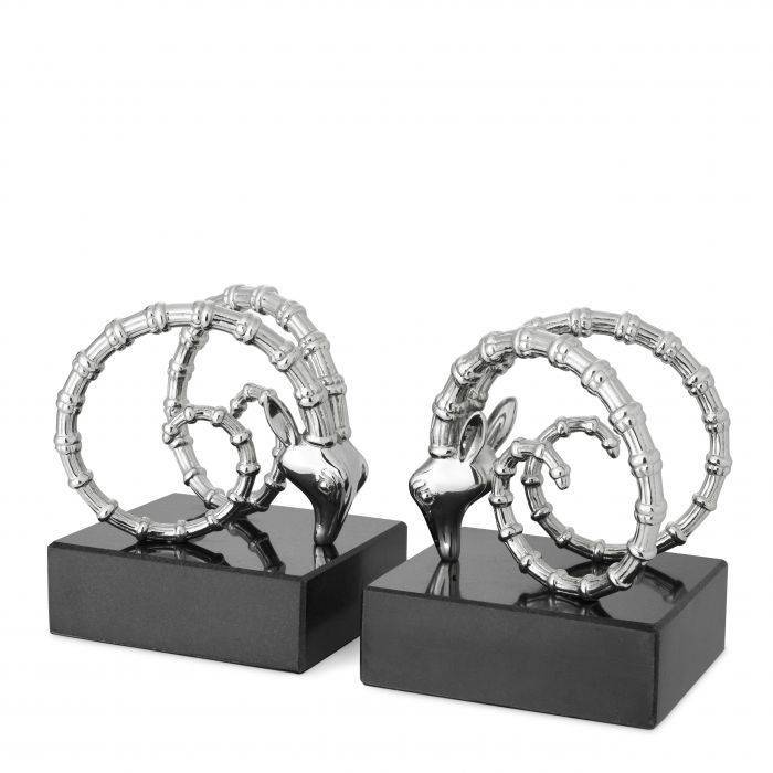 Bookend ibex nickel set of 2 15x15x18 cm | Altı Mermer Nikel Kitap Tutucu