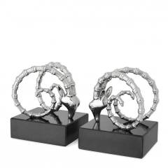Bookend ibex nickel set of 2 15x15x18 cm | Altı Mermer Nikel Kitap Tutucu