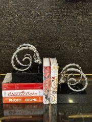 Bookend ibex nickel set of 2 15x15x18 cm | Altı Mermer Nikel Kitap Tutucu
