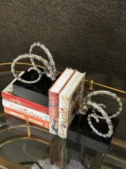 Bookend ibex nickel set of 2 15x15x18 cm | Altı Mermer Nikel Kitap Tutucu