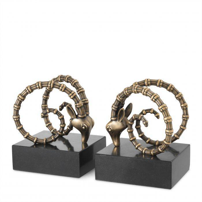 Bookend ibex brass set of 2 15x15x18 cm | Kitap Tutucu