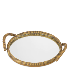 Tray Salvi Round Vintage Brass Finish L. 45 | W. 38 | H. 7.5 cm | Pirinç Tepsi