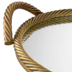 Tray Salvi Round Vintage Brass Finish L. 45 | W. 38 | H. 7.5 cm | Pirinç Tepsi