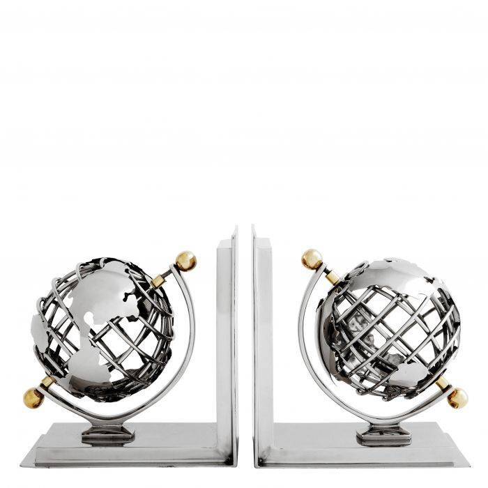 Bookend globe nickel set of 2 18x12x20 cm | Kitap Tutucu