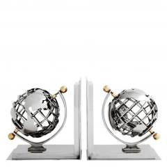 Bookend globe nickel set of 2 18x12x20 cm | Kitap Tutucu