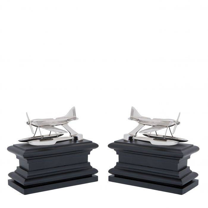 Bookend hydroplane nickel set of 2 14x18x16 cm | Kitap Tutucu