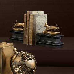 Bookend hydroplane brass set of 2 14x18x16 cm | Kitap Tutucu