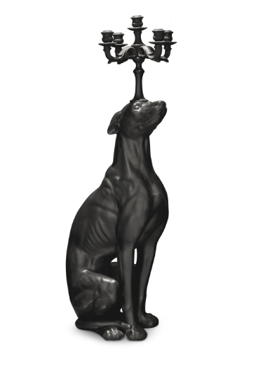 Ceramic candleholder greyhound bisc. black 126x34x43 cm | Siyah Köpek Şamdan