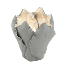 Candleholder tulip grey silver S 10 x11 cm | El Yapımı Seramik Lale Mumluk