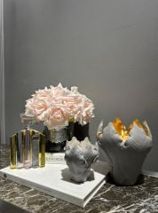 Candleholder tulip grey silver S 10 x11 cm | El Yapımı Seramik Lale Mumluk