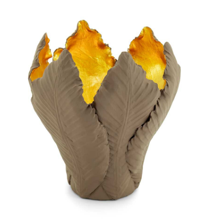 Candleholder tulip brown gold M 14x19 cm |  El Yapımı Seramik Lale Mumluk