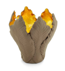 Candleholder tulip brown gold M 14x19 cm |  El Yapımı Seramik Lale Mumluk
