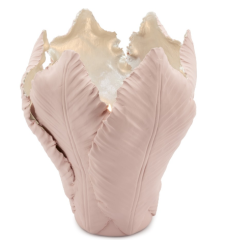 Candleholder tulip pink silver M 14x19 cm | El Yapımı Seramik Lale Mumluk