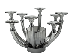 Candleholder+vasex8 anthracite 33x54 cm | Kristal 8 Kollu Şamdan 