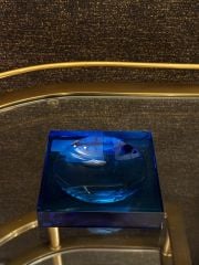 Ash tray crissy blue 12x12x2.5 cm | Kristal Kül Tabağı