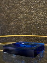 Ash tray crissy blue 12x12x2.5 cm | Kristal Kül Tabağı