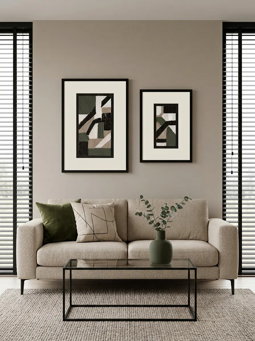 Yeşil Siyah Gri Kağıt Paspartu Rölyef 56x40 cm | Tablo | Duvar Aksesuarı