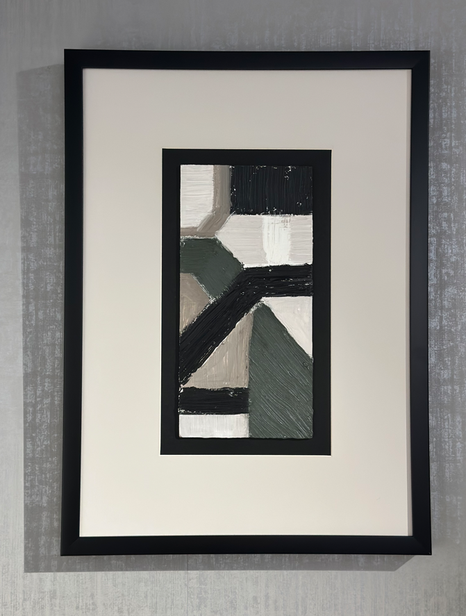Yeşil Siyah Gri Kağıt Paspartu Rölyef 56x40 cm | Tablo | Duvar Aksesuarı
