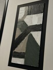 Yeşil Siyah Gri Kağıt Paspartu Rölyef 56x40 cm | Tablo | Duvar Aksesuarı
