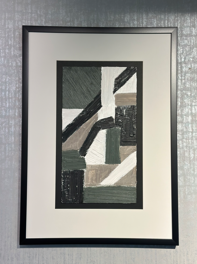 Yeşil Siyah Gri Kağıt Paspartu Rölyef 50x70 cm | Tablo | Duvar Aksesuarı