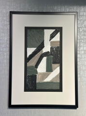 Yeşil Siyah Gri Kağıt Paspartu Rölyef 50x70 cm | Tablo | Duvar Aksesuarı