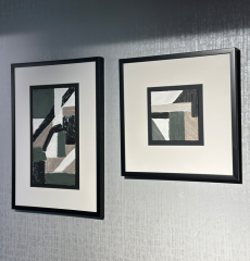Yeşil Siyah Gri Kağıt Paspartu Rölyef 50x50 cm | Tablo | Duvar Aksesuarı