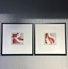 Pembe Gri Beyaz Kağıt Paspartu Rölyef 60x60 cm | Tablo | Duvar Aksesuarı