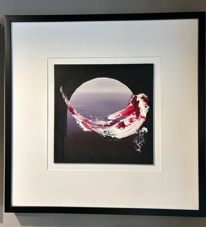 Mor Siyah Beyaz Kağıt Paspartu Rölyef 60x60 cm | Tablo | Duvar Aksesuarı